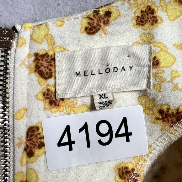 Melloday Blouse Top Women's Size XL Cuffed Short Sleeve Floral Boxy - Picture 5 of 9